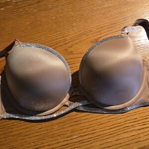 Victoria's Secret Push Up Tan Bra with Silver Trim